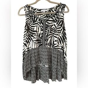 Patrons Of Peace Black & White Sleeveless Blouse / Tank Top Women’s Medium